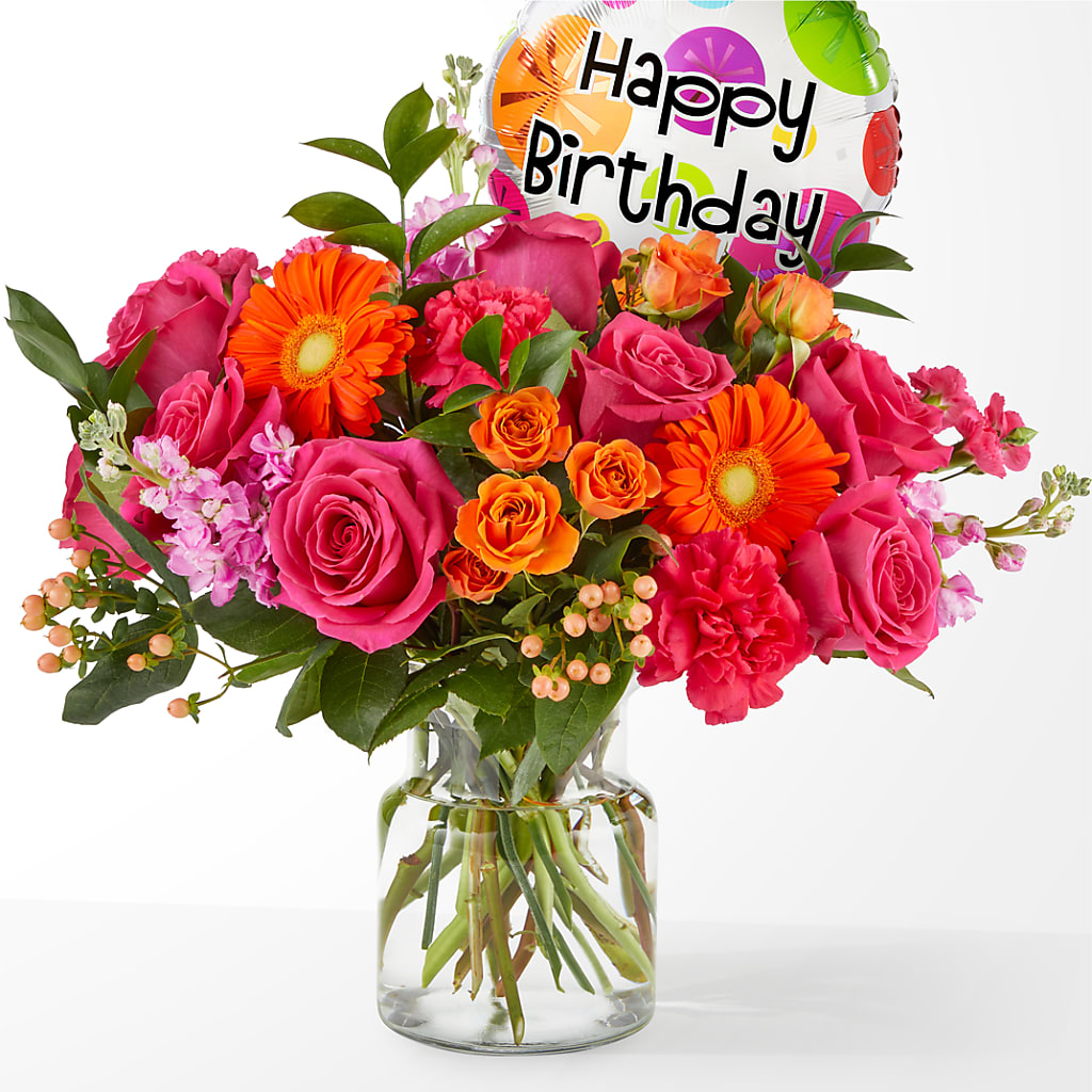 Fiesta Bouquet with Birthday Balloon – Super Savers, Lincoln NE