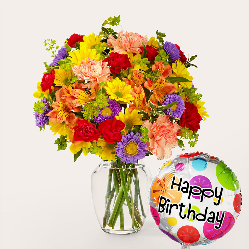 Kaleidoscope Bouquet with Birthday Balloon – Super Savers, Lincoln NE