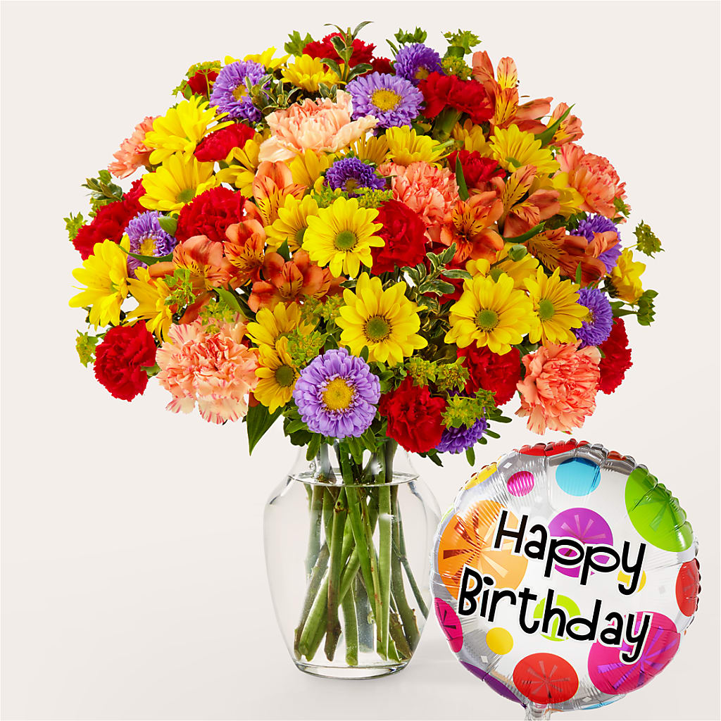 Kaleidoscope Bouquet with Birthday Balloon – Super Savers, Lincoln NE