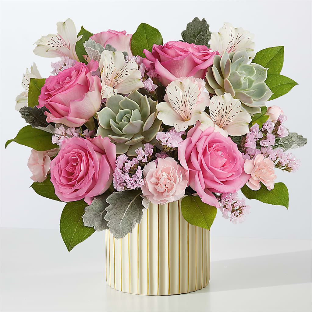 Dusty Rose Bouquet with Ivory Vase – Super Savers, Lincoln NE