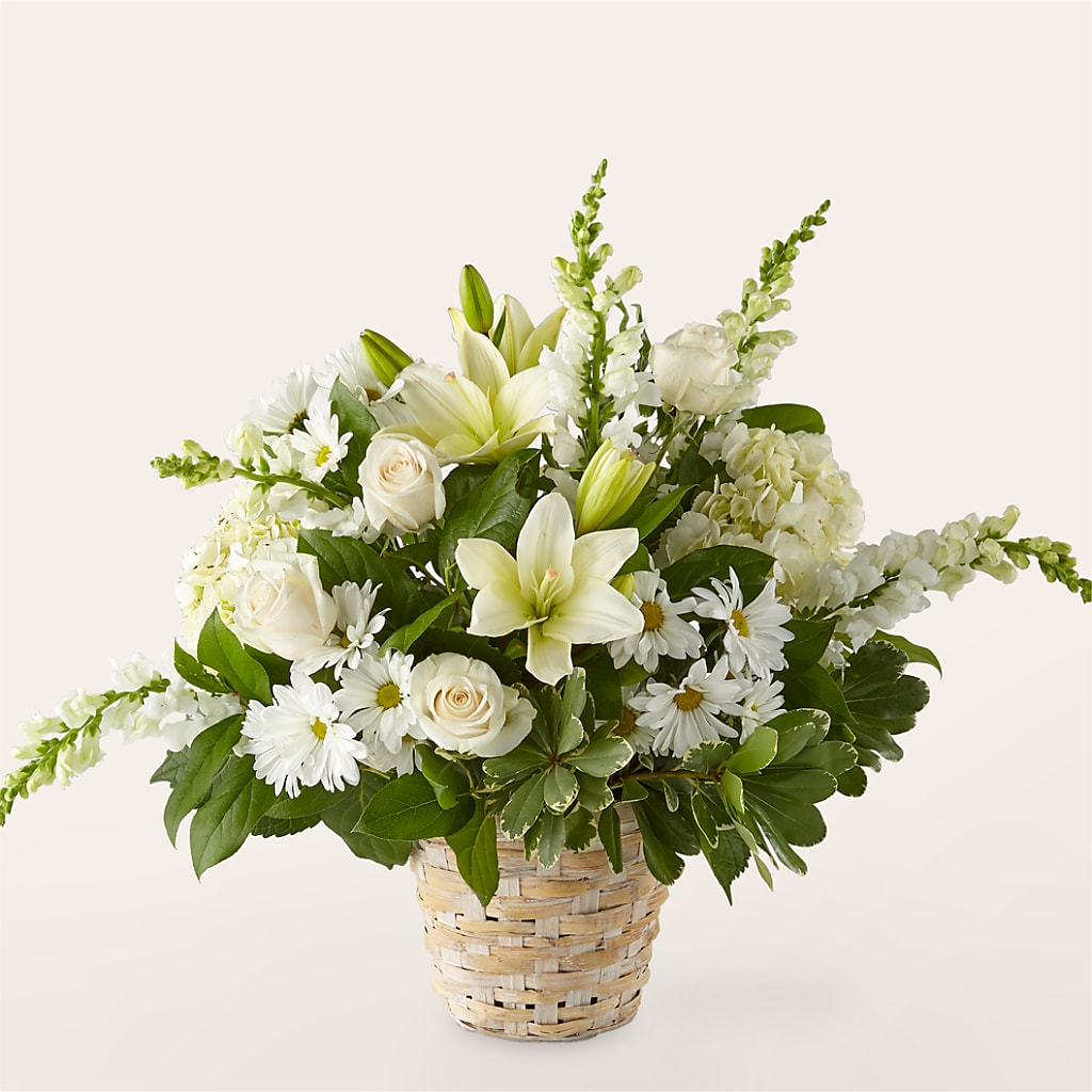 Ivory Elegance Floral Basket – Super Savers, Lincoln NE