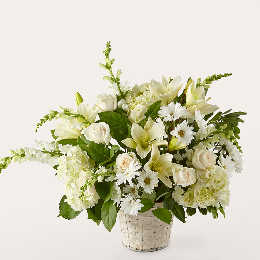 Ivory Elegance Floral Basket – Super Savers, Lincoln NE