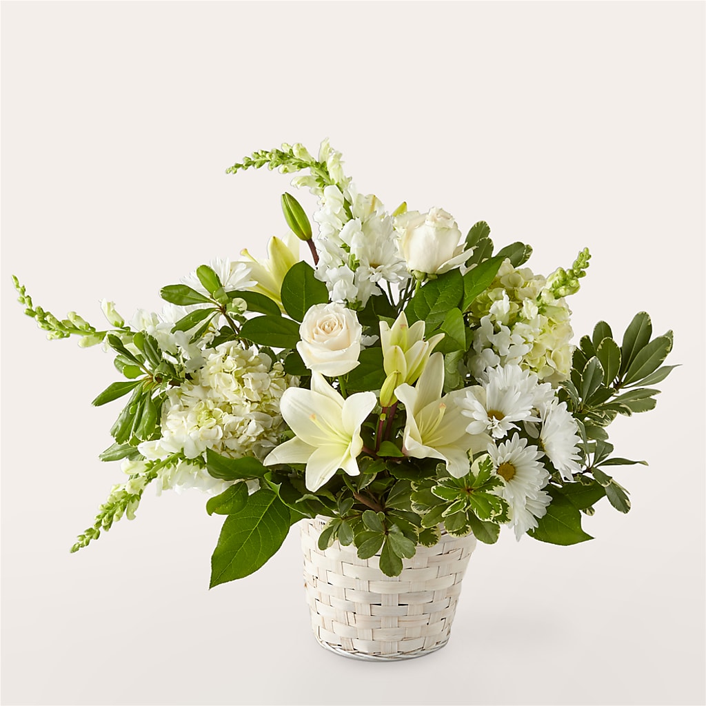 Ivory Elegance Floral Basket – Super Savers, Lincoln NE