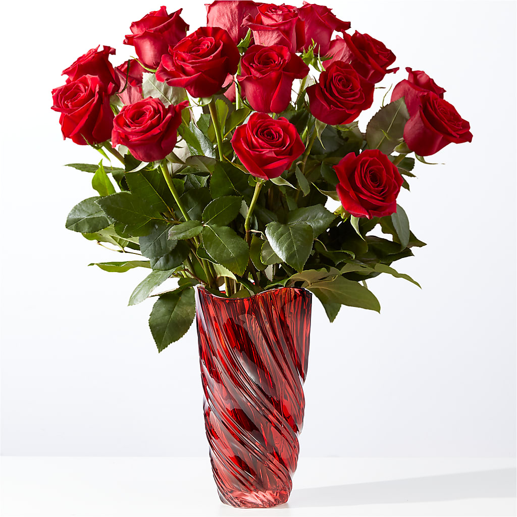 Classic Love Red Rose Bouquet with Luxe Swirl Vase – Super Savers, Lincoln NE