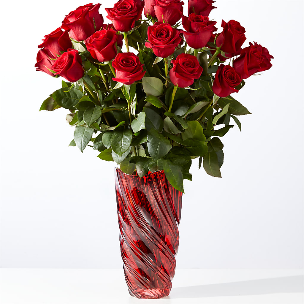 Classic Love Red Rose Bouquet with Luxe Swirl Vase – Super Savers, Lincoln NE