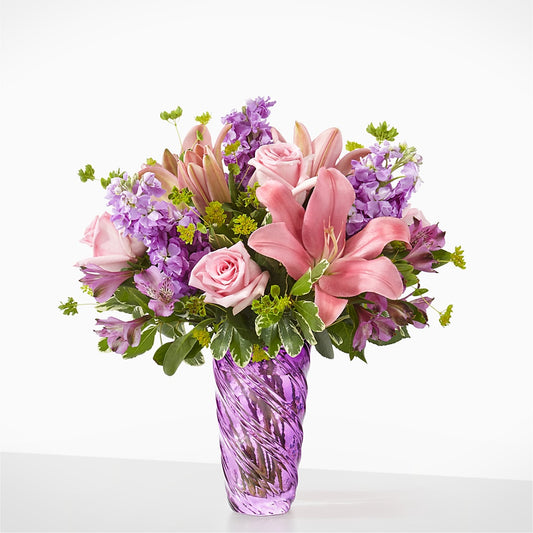Precious Petals Bouquet with Luxe Swirl Vase –  Super Savers, Lincoln NE