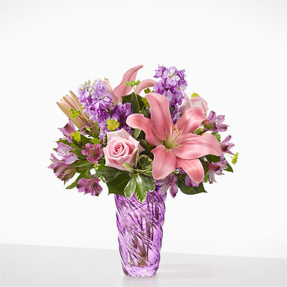 Precious Petals Bouquet with Luxe Swirl Vase –  Super Savers, Lincoln NE