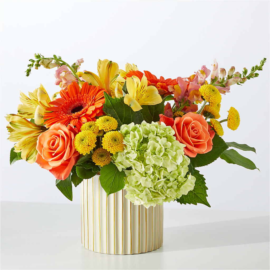 Autumn Sunshine Bouquet with Ivory Vase –  Super Savers, Lincoln NE