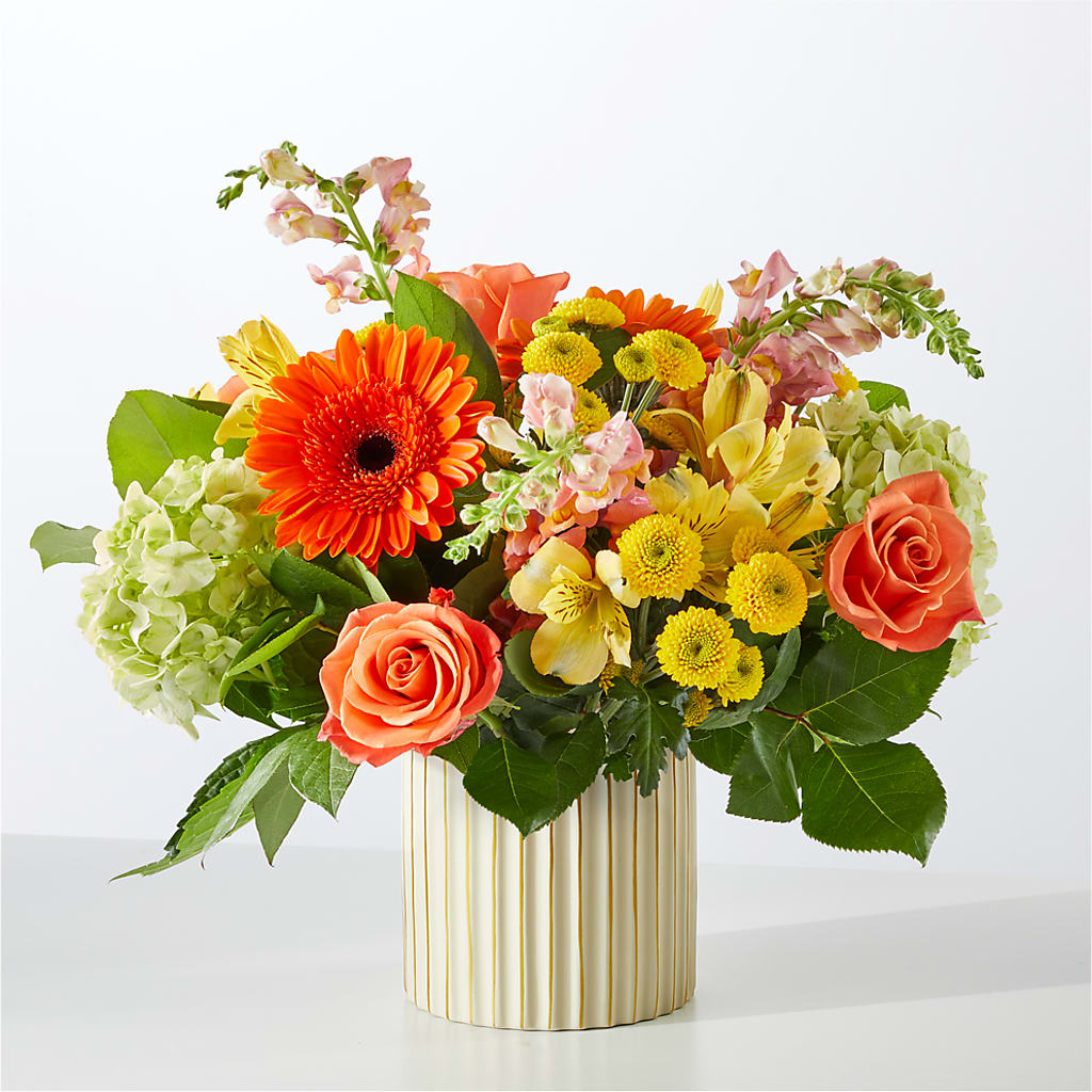Autumn Sunshine Bouquet with Ivory Vase –  Super Savers, Lincoln NE