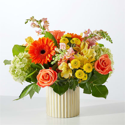 Autumn Sunshine Bouquet with Ivory Vase –  Super Savers, Lincoln NE