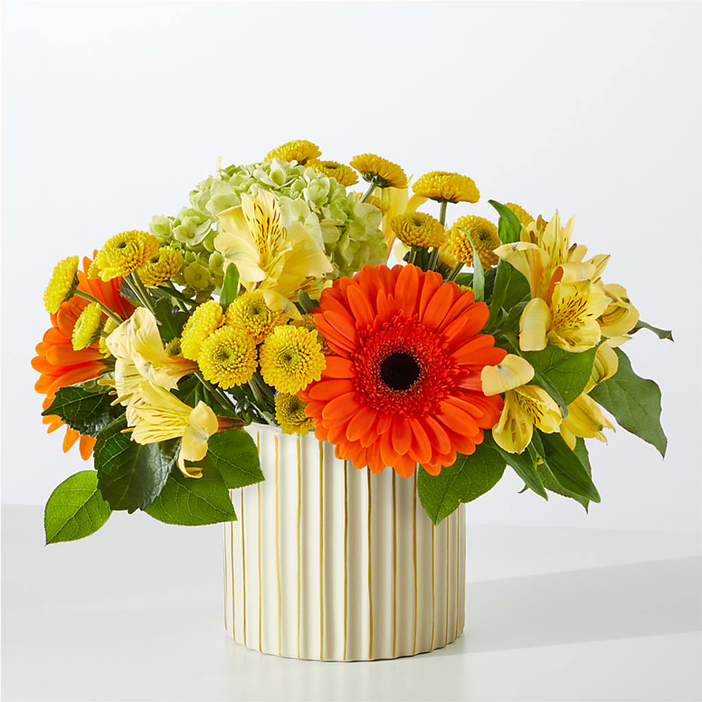 Autumn Sunshine Bouquet with Ivory Vase –  Super Savers, Lincoln NE