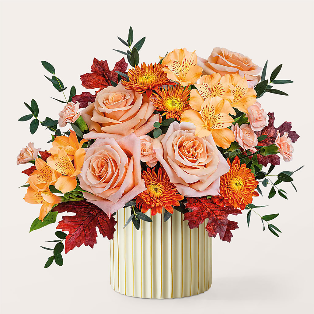 Spiced Latte Bouquet with Ivory Vase –  Super Savers, Lincoln NE