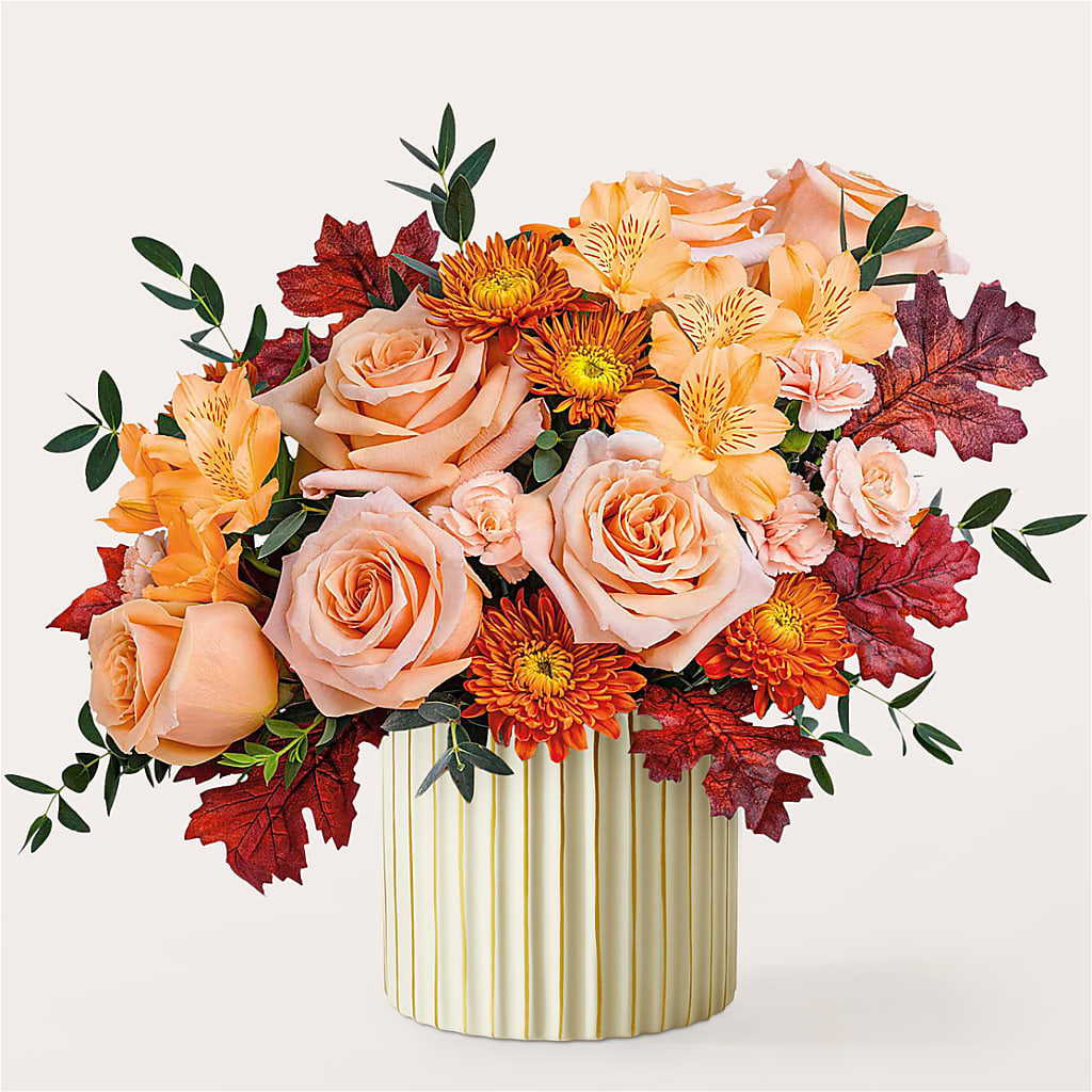 Spiced Latte Bouquet with Ivory Vase –  Super Savers, Lincoln NE