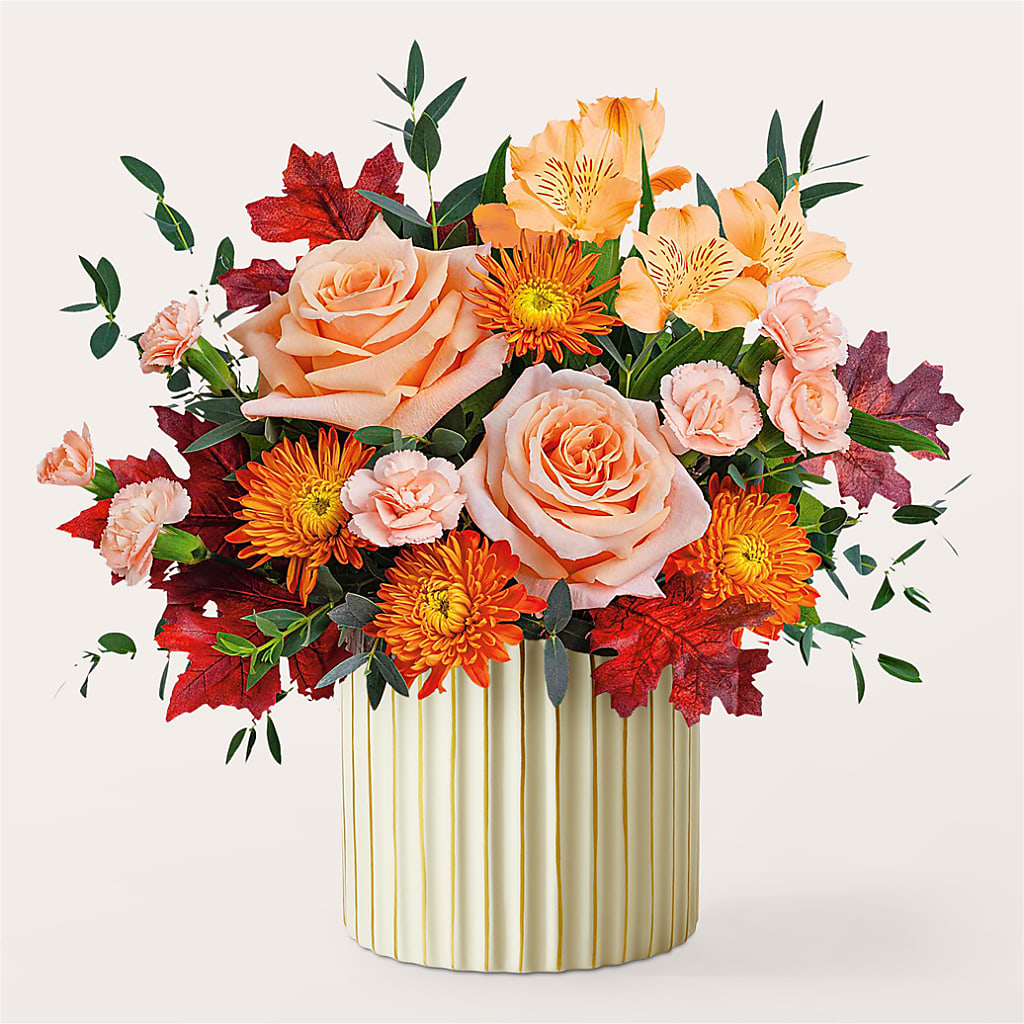 Spiced Latte Bouquet with Ivory Vase –  Super Savers, Lincoln NE